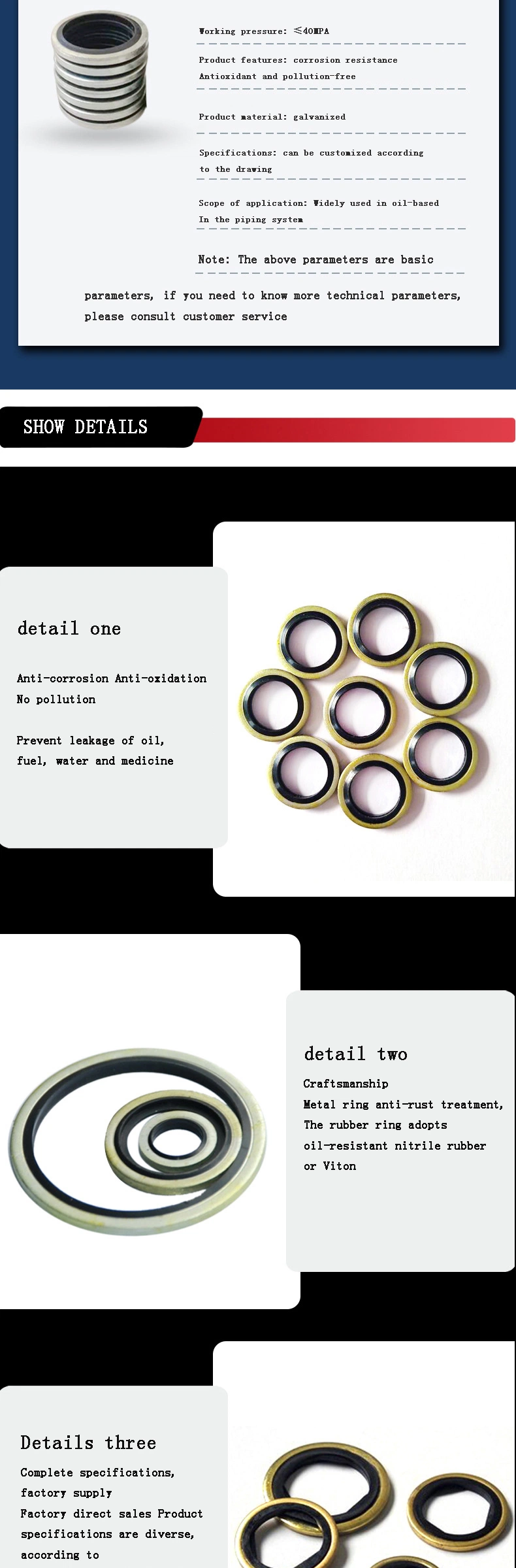 OEM Seal M12 Углеродистая сталь Нитрильная резиновая прокладка с уплотнительными промывальниками 1